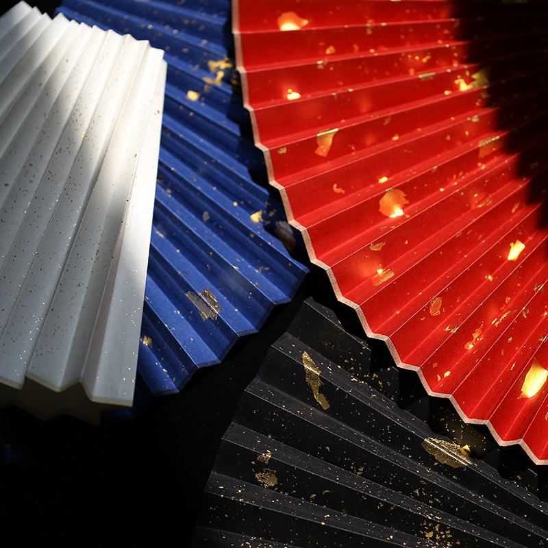 9 inch 9 5 inch true gold fan face Sulaborers black handmade Sargine ultra-thin fan face for millions of years black years blue folding fan face