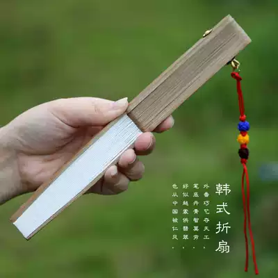 New export to South Korea folding fan 6 8 inch bamboo rice paper fan for men and women, free flow drop, free fan box, free fan bag