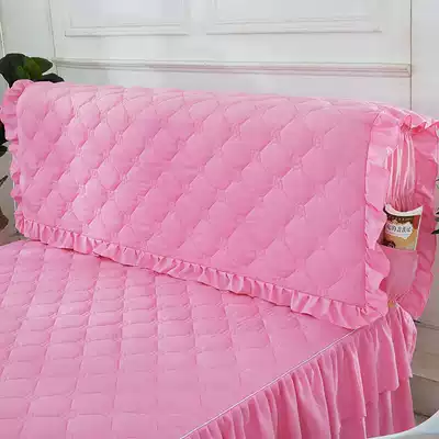 Korean style Princess Cotton thickened all-inclusive bedside cover fabric removable and washable solid wood leather bed headgear soft bag dust cover