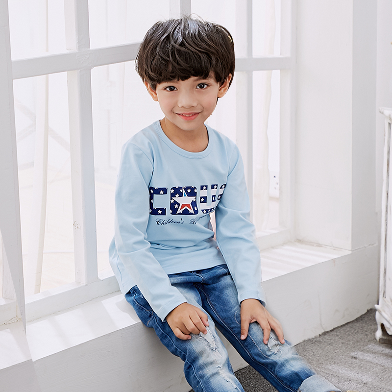 Chàng trai cotton t-shirt áo dài ở trẻ em lớn áo thun mùa thu váy cô gái áo sơ mi dưới Hàn Quốc phiên bản của chiếc áo khoác mùa xuân lycra thủy triều.