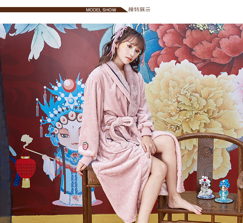 Chyllirn / 茜 dày áo ngủ nữ đồ ngủ flannel mùa đông bộ pijama lụa