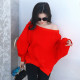 Internet celebrity off-the-shoulder sweater one-word collar fashion personality age reduction 2023 Korean version new autumn and winter small pullover loose