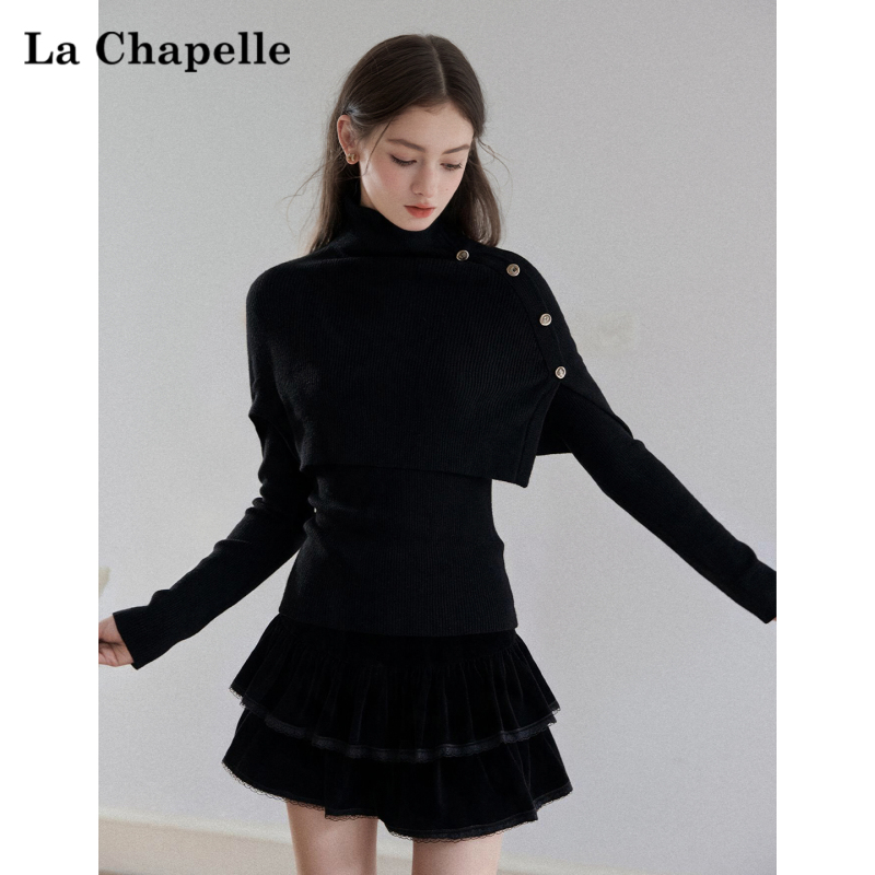 La Chapelle Cape-Style Turtleneck Asymmetrical Sweater for Women 2026 Autumn New Shawl Knitwear Slim Fit Top La Chapelle Cape-Style Turtleneck Asymmetrical Sweater for Women 2026 Autumn New Shawl Knitwear Slim Fit Top