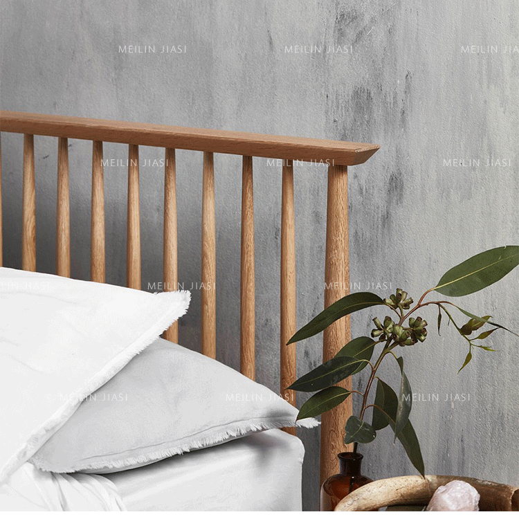 Giường gỗ sồi đơn giản Bắc Âu đơn giản Giường gỗ hiện đại Nhật Bản Giường gỗ óc chó đen Căn hộ nhỏ nội thất phòng ngủ - Giường giường liền tủ