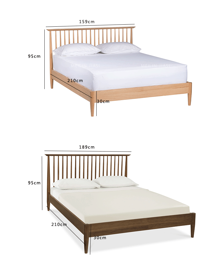 Giường gỗ sồi đơn giản Bắc Âu đơn giản Giường gỗ hiện đại Nhật Bản Giường gỗ óc chó đen Căn hộ nhỏ nội thất phòng ngủ - Giường giường liền tủ