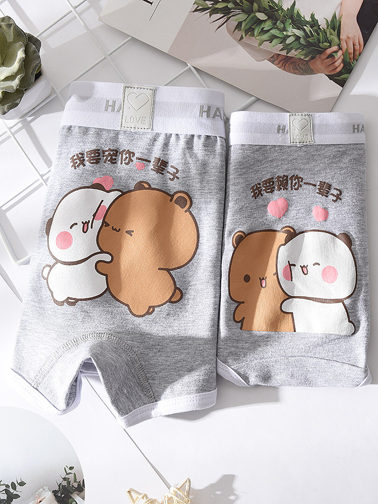 New trendy cute personality pure cotton lovers briefs suit sweet and sexy double underwear Tibutt youth