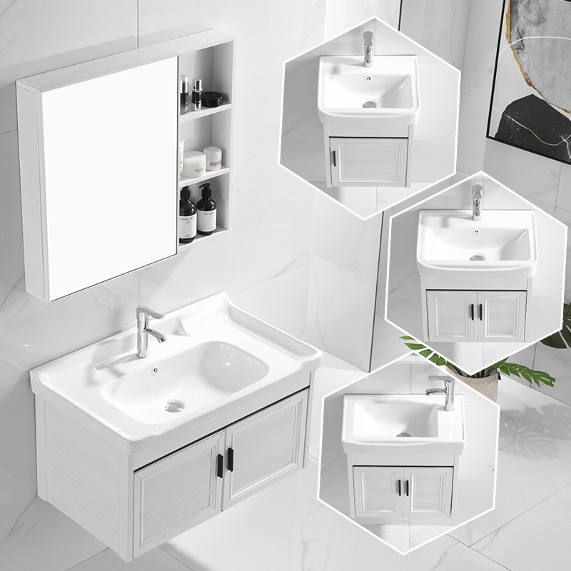 Modern Minimalist Space Aluminum Bath Room Cabinet Makeup Room Ceramic Hand Wash Basin Cabinet Combined Washbasin Wash Table Pool Face Basin