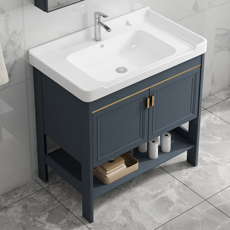 Space Aluminum Floor Type Washbasin Cabinet Composition Bath Cabinet Makeup Room Balcony ceramic washing table washbasin surface basin