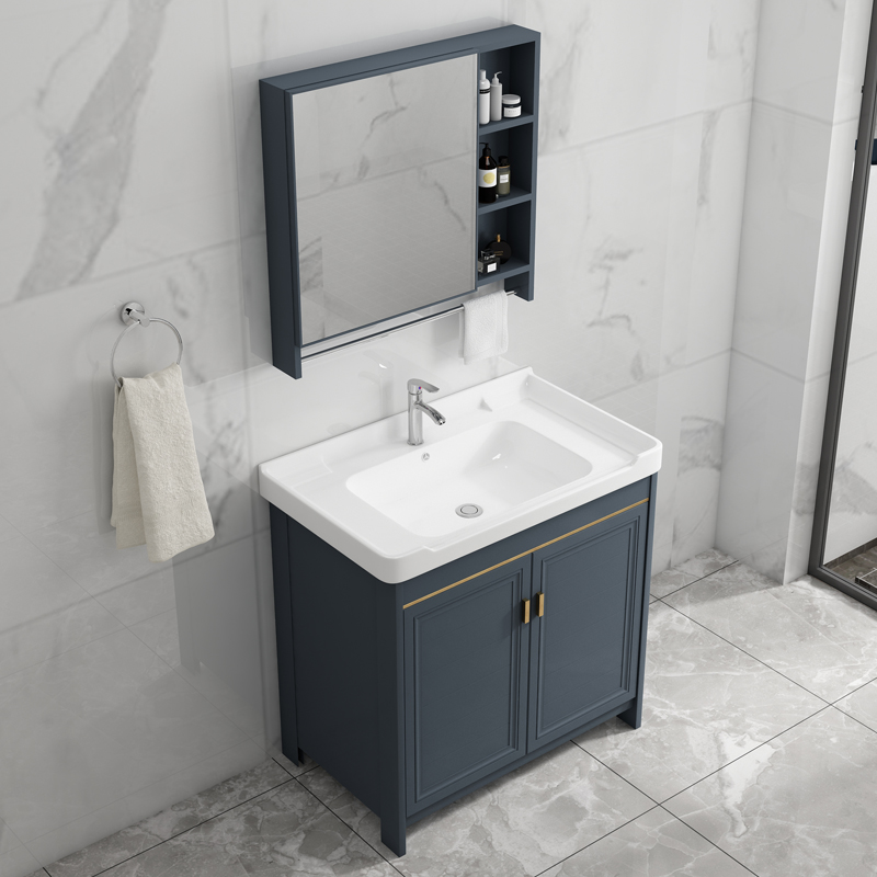 Floor washbasin Bath Room Cabinet Composition Modern Minima Space Aluminum All-in-one Makeup Room Wash-up washbasin