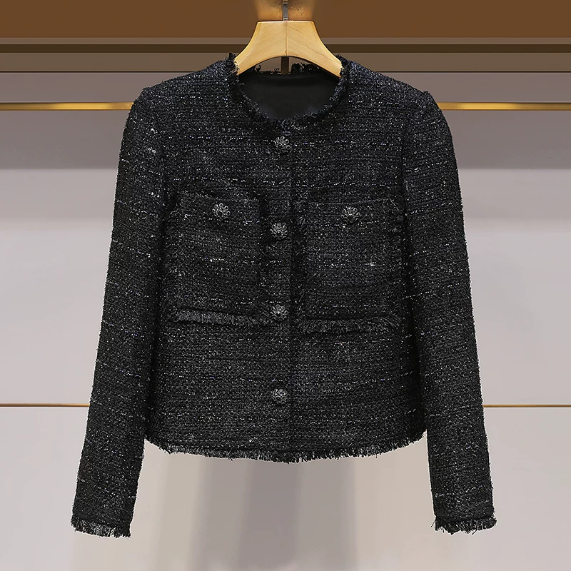 Демисезонная тканая куртка, стиль Chanel, стиль высокого качества
