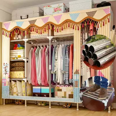Cloth cabinet steel pipe bold reinforcement simple wardrobe assembly economical simple modern fabric wardrobe hanger y
