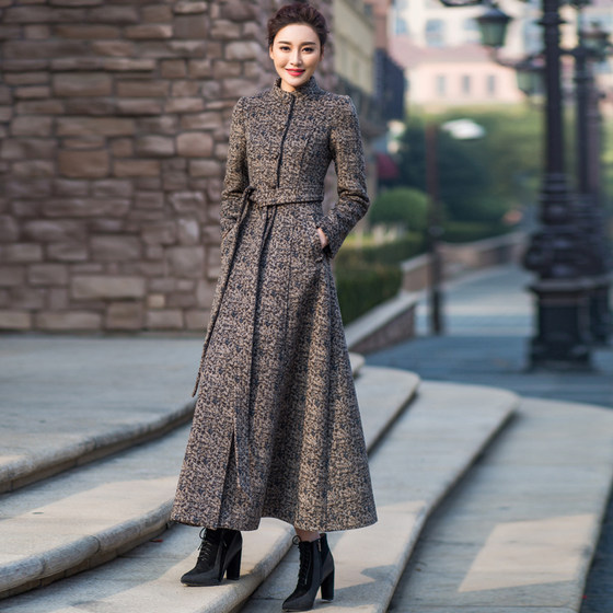 Shou Shang Clothing's 2023 autumn and winter new style mid-length slim fit and slim stand-up collar woolen coat wool coat