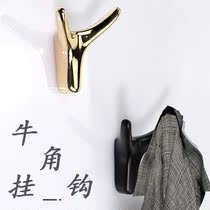 Cloakroom hanging clothes hook fashion taste single light luxury creative horn hook non-perforated living room entrance key hook