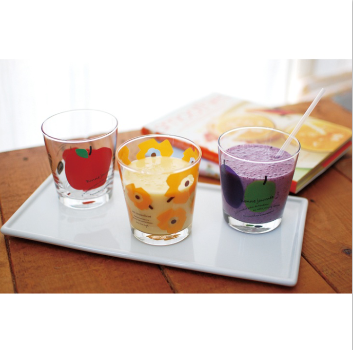 Change Season Halal Japan System Imported Unleaded Thickened Glass Juice Milk Black Tea Cup Cute Flower Fruit Pattern