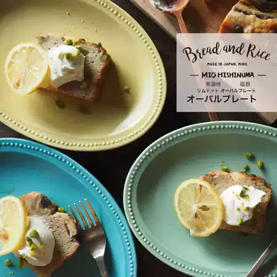 Japanese-made imported Mino-yaki underglaze color oval bead-edged dinner plate Dessert spaghetti breakfast steamed fish plate