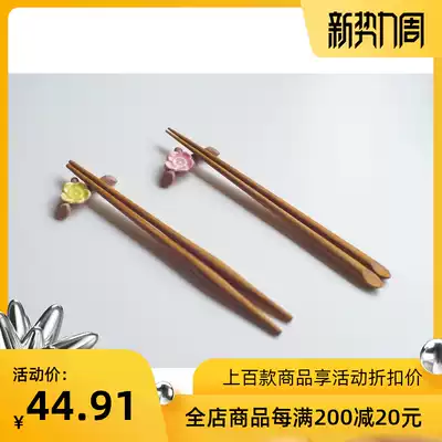 Imported Chabatree natural teak lacquer-free Japanese chopsticks chopsticks Log pointed non-slip chopsticks A variety of models