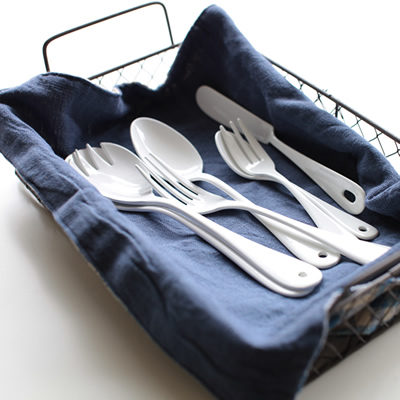 Japanese shooter's hand as high mulberry metal white enamel series enamel knife fork spoon cutlery sleeve