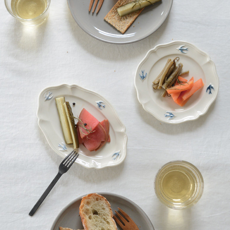 Japanese-made Studio M handmade vintage ceramic French swallow snack plate snack fruit dessert plate