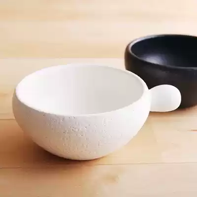 Japan Wangu Yaki heat-resistant straight fire rough pottery double ear soil pot casserole soup bowl salad fruit bowl