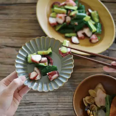 Made in Japan Studio M flower retro hand-made breakfast steak salad dressing Fruit plate