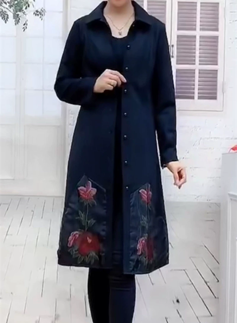 Quần áo Xuxiang mới X819B13 quầy đích thực mùa thu mới thời trang áo khoác gió dài trung niên áo khoác nữ kích thước lớn - Trench Coat