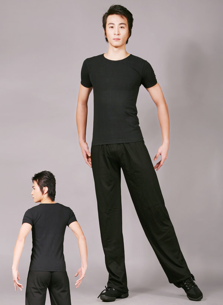 Dance mặc áo sơ mi ngắn tay T-Shirt nam thể dục nhịp điệu múa ba lê thể dục dụng cụ quần áo giày nhảy cha cha cha