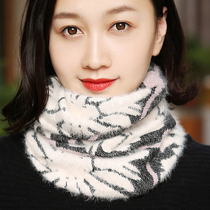 Scarf womens autumn and winter knitted scarf hat scarf warm and thick dual-use turban wool scarf hood hat cover ears