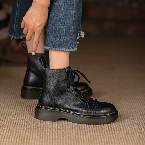 Martens, демисезонные универсальные короткие сапоги в английском стиле, ботинки, из натуральной кожи, в британском стиле