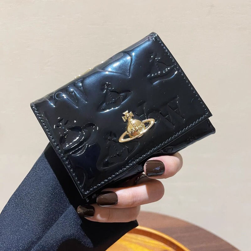 Empress Saturn Short Wallet for Women 70% off Shiny Leather Short Wallet Embossed Wallet Gift for Girlfriend Genuine Leather Coin Purse Coin Bag