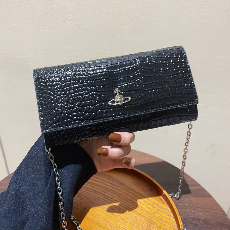 Genuine Leather Western Empress Crocodile Pattern Phone Bag for Women, European and American Style, Single Shoulder Crossbody Chain Small Bag, Dual-Use Long Wallet Genuine Leather Western Empress Crocodile Pattern Phone Bag for Women, European and American Style, Single Shoulder Crossbody Chain Small Bag, Dual-Use Long Wallet