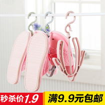 Shoe drying of the clothes rack balcony sunburn shelf outdoor small wind-proof sandals double hook