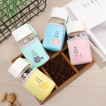 Glass cat student girl Cute soft girl Cloth cover Creative cup Heat-resistant rope leak-proof portable hand warmer bottle