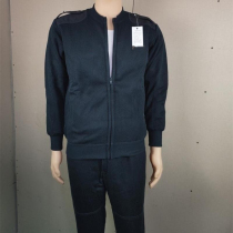 Navy zipper velvet pants suit mens knitted winter cold-proof warm stand-up collar sports baseball collar mens