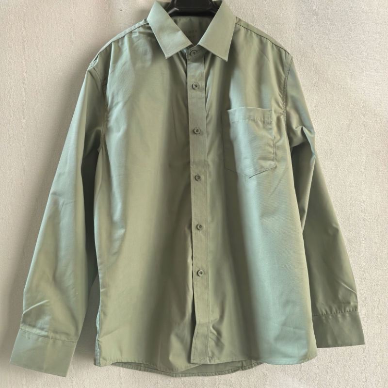 New Genuine Polyester-Cotton Non-Iron Shirts for Men and Women, Green Long-Sleeved Shirts, Women's Spring and Autumn Casual Shirts