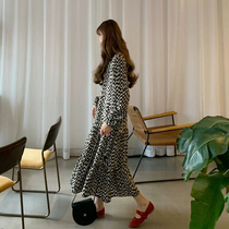 Maternity spring top Womens long knee-length dress Polka dot Chiffon tide mom spring and summer fashion long dress spring