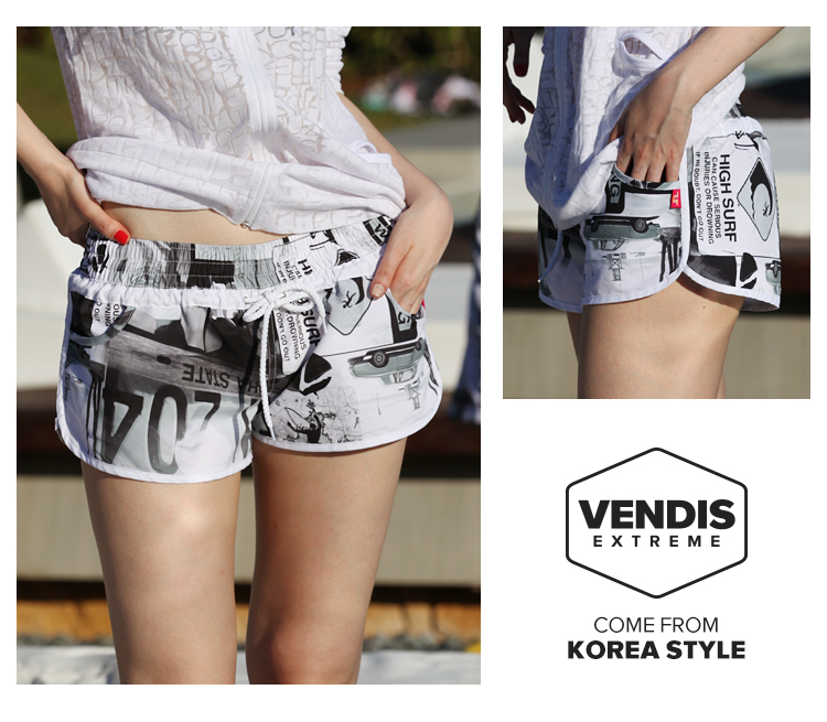 VENDIS EXTREME quần đi biển nam và nữ size lớn nhanh khô đầy đủ quần short thể thao lót đôi quần bơi màu đen và trắng - Quần bãi biển quần đi biển hawaii
