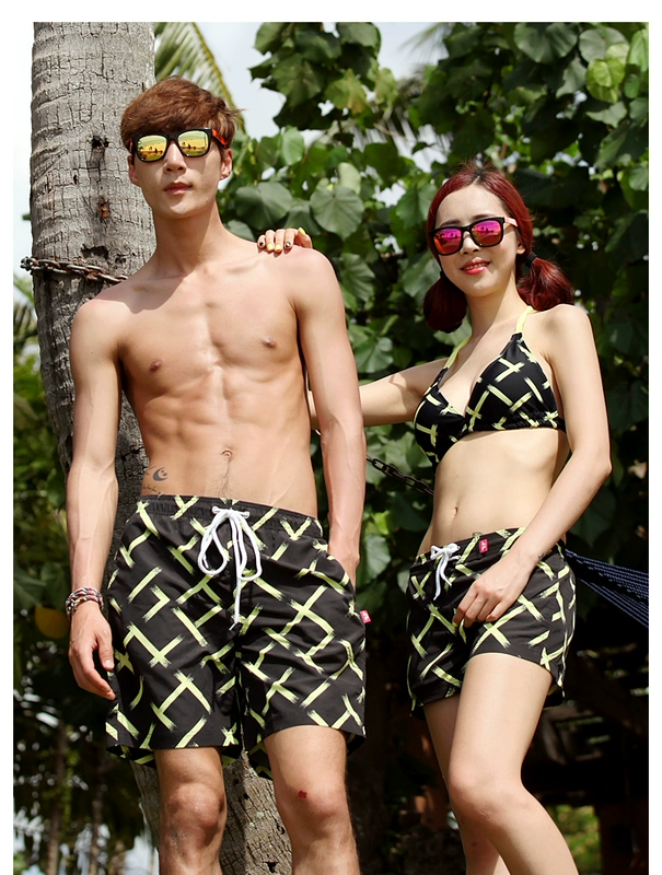 VENDIS EXTREME quần short đi biển Cặp vợ chồng nam nữ khô nhanh mùa hè quần bơi lỏng lẻo màu vàng huỳnh quang màu đen