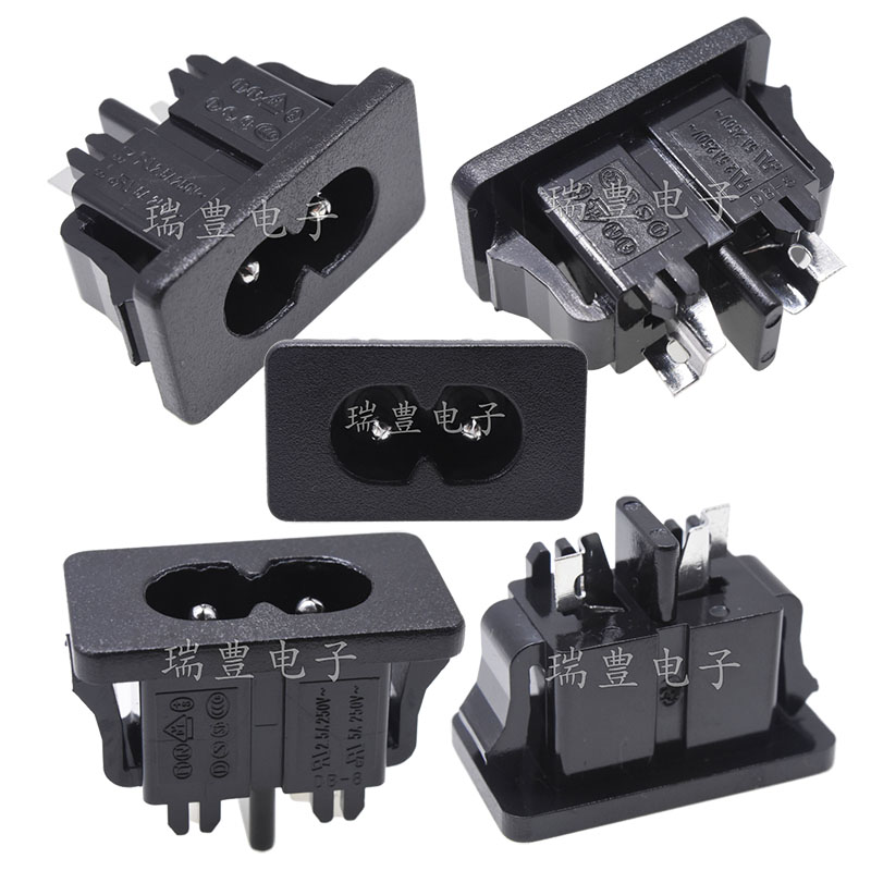 AC-009 Eight-word 8-word tail socket accessories Laptop Power Socket with clamping two-core 2-foot welding wire