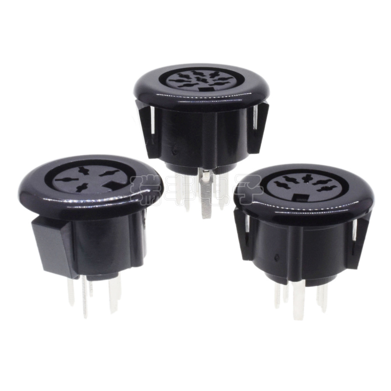 MIDI DIN 8 Core S terminal socket 4 Core mother seat PCB in-line S terminal round head four-pin vertical 5P