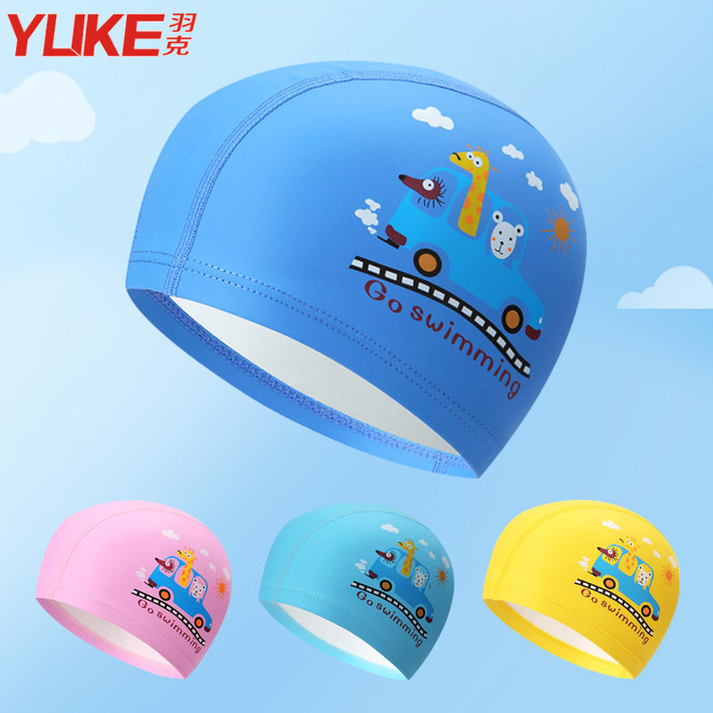New children's swimming hat boy girl cute PU waterproof protective ear not ler head swimming cap baby swimming gear