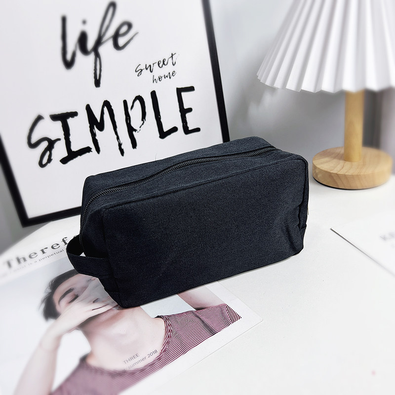 Simple business pure black men's and women's business travel storage bag wash bag square Oxford cloth large-capacity cosmetic bag
