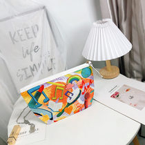 Japanese and Korean casual ladies hand bag cartoon print cosmetic bag large capacity portable wash bag cosmetics storage bag