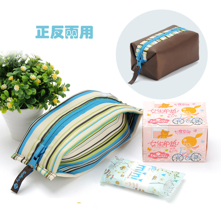 European and American dual-use stripes clamps small bag charger sanitary towel pad packaging cosmetic bag