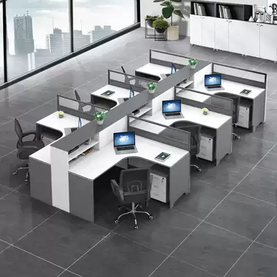 Workstation desk four 4-person office table and chair combination deck Staff computer staff desk simple screen deck
