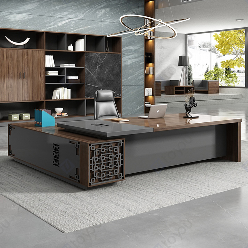 Boss desk simple modern manager supervisor desk new Chinese style large desk office single office furniture