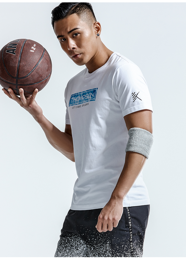 Anta Sports Short Tay áo bóng rổ nam 2018 Mùa hè Thompson Áo thun cotton thoáng khí nửa tay 15821183 áo thun the thao nam adidas có cổ