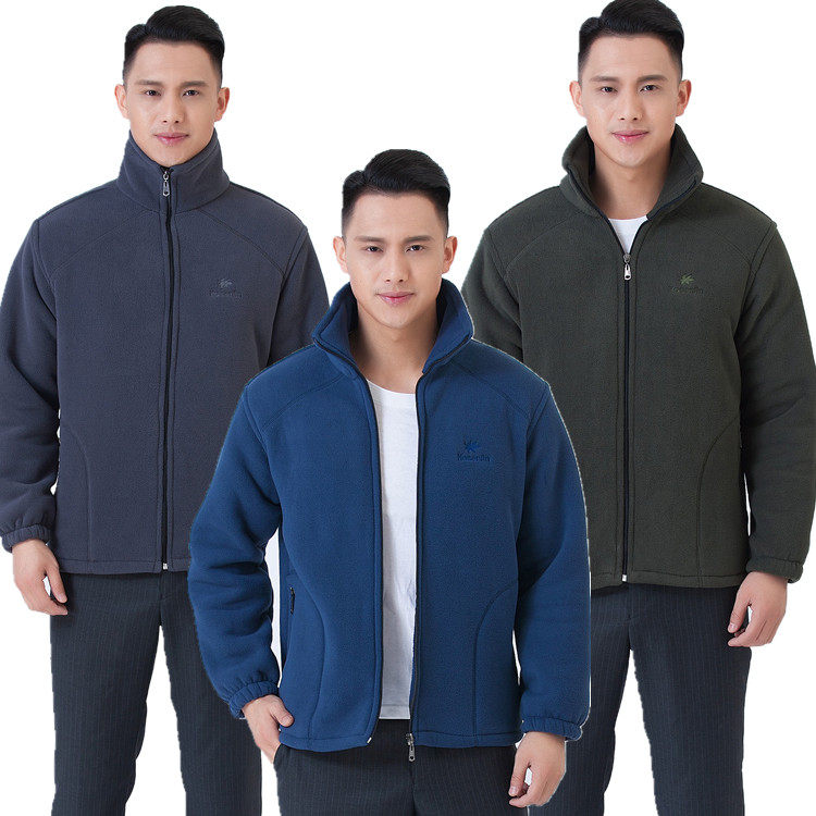 OUTDOOR GRIP SUEDE JACKET MEN'S CLOTHING THICKENED CARDIOVERT WARM BLOUSE JACKET LINER WINDPROOF ROCKING GRAIN SUEDE COAT SWEATER MALE