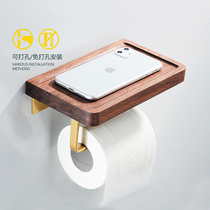 Bathroom paper towel holder toilet roll paper rack wall-mounted punch-free bathroom acrylic solid wood paper towel hook