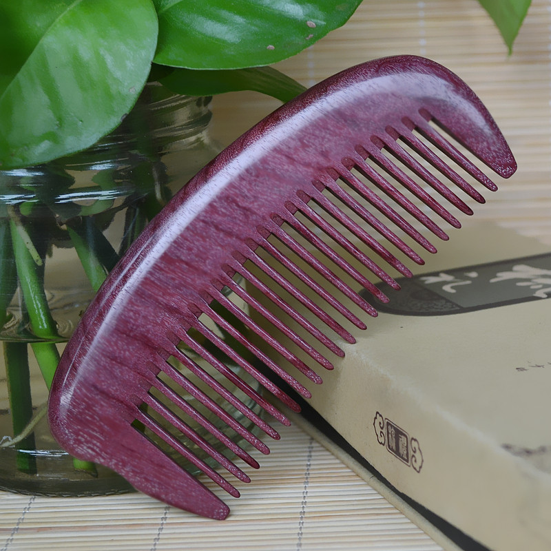 Natural Purple Comb Violet Wooden Comb Lettering Customized Gifts for Girls Tanabata Creative Trumpet Anti-static