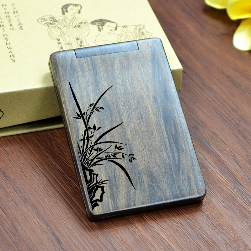 Mini makeup small mirror antique portable makeup mirror flip makeup mirror simple student double-sided folding mirror lettering